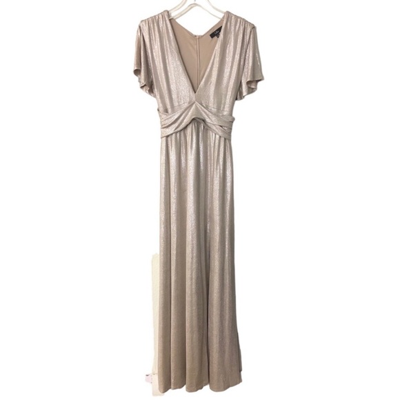 Lulus Light Gold Flutter Sleeve Maxi Dress - Picture 8 of 9